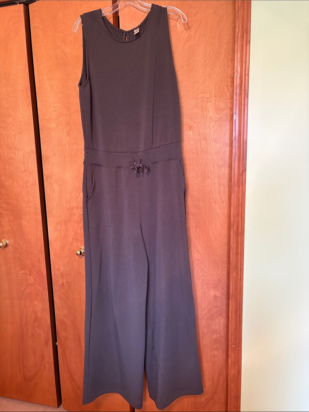 SPANX Dark Olive Sleeveless Wide-Leg Jumpsuit